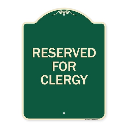 Signmission Reserved for Clergy Heavy-Gauge Aluminum Architectural Sign, 24" x 18", G-1824-23214 A-DES-G-1824-23214